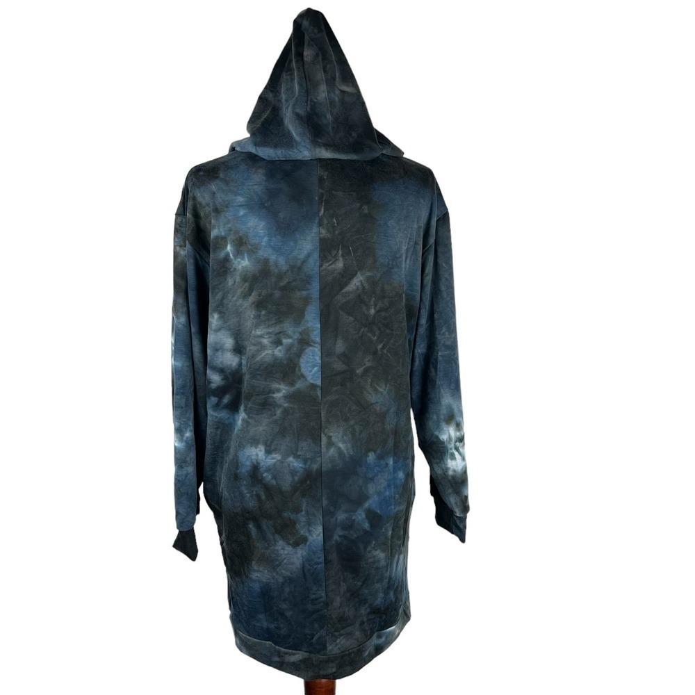 FRAICHE BY J TIE DYE LONG SLEEVE HOODIE MINI DRESS IN BLUE NWT WOMEN'S SMALL - Picture 8 of 16